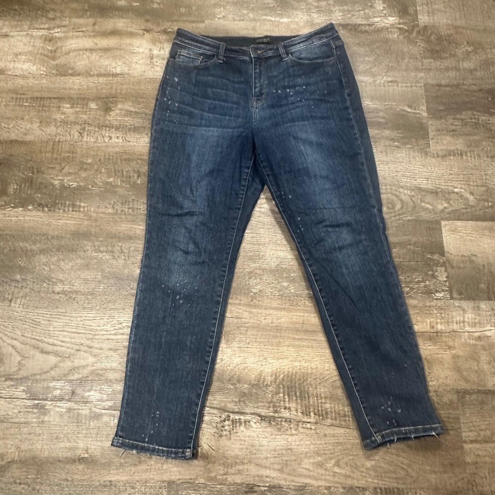 Judy‎ Blue Boyfriend Fit Dark Wash Bleach Splatter Jeans 13/31 High Rise